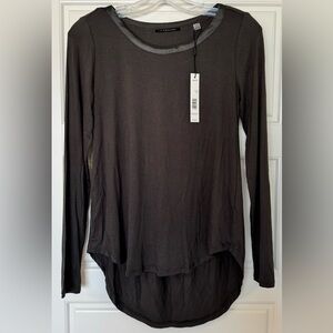 Tahari Women’s Olive Green Stretch Pullover Hi Low Jersey Knit Dolman Top XS NWT